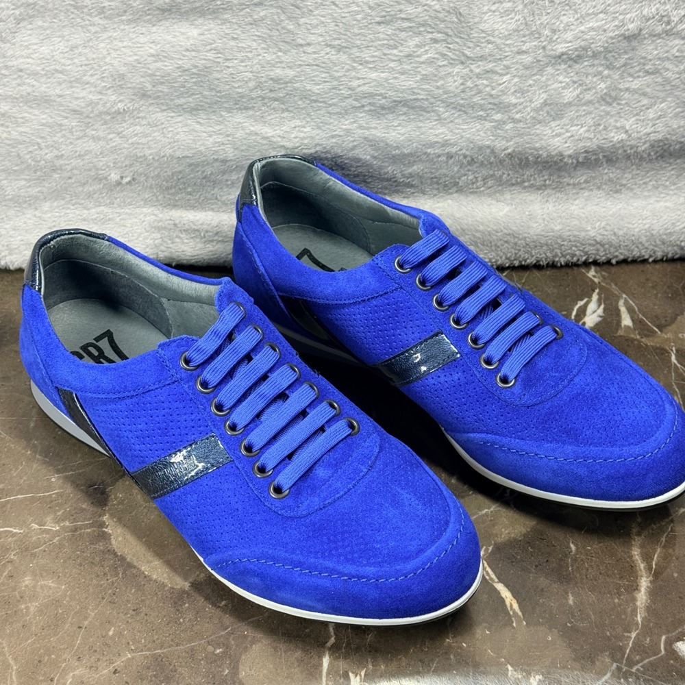 CR7 Cristiano Ronaldo Sneakers Mens 42 Blue Suede Perforated Portugal Luxury - Picture 2 of 10